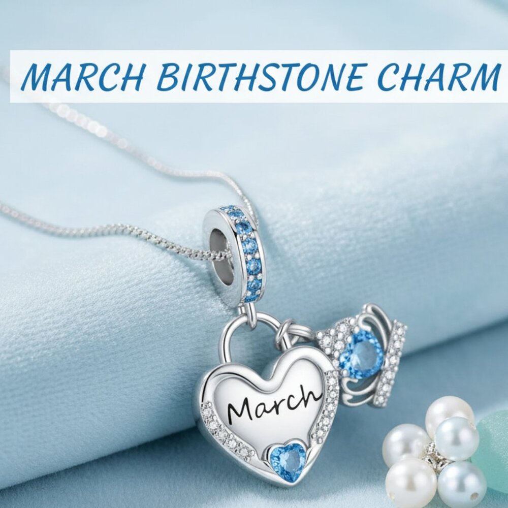 Charm for Bracelet Sterling Silver 925 March